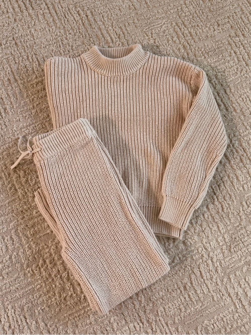 Jamie Kay Kids Ribbed Cowl & Turtleneck Set in Beige